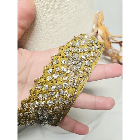 Vtg Y2K American Eagle Embellished Fringe Belt Beaded Gold Color S M Htf Boho main image 5